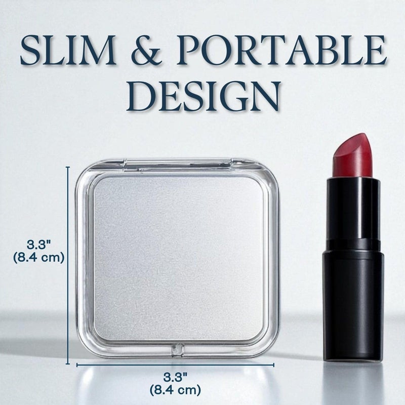 Mirrorvana Small Compact 15X Magnifying Mirror for Travel - Handheld, Foldable & Lightweight - Mini Pocket-Sized Magnified Mirror for Purse - Square 3.3â€ x 3.3â€ - Image 2